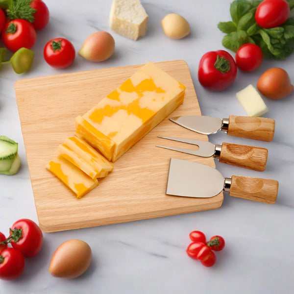 rubberwood cutting board with tools