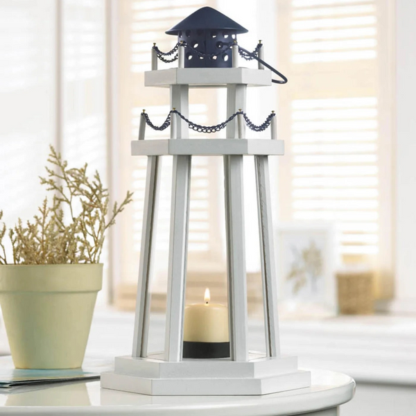 lighthouse point wooden candle lantern
