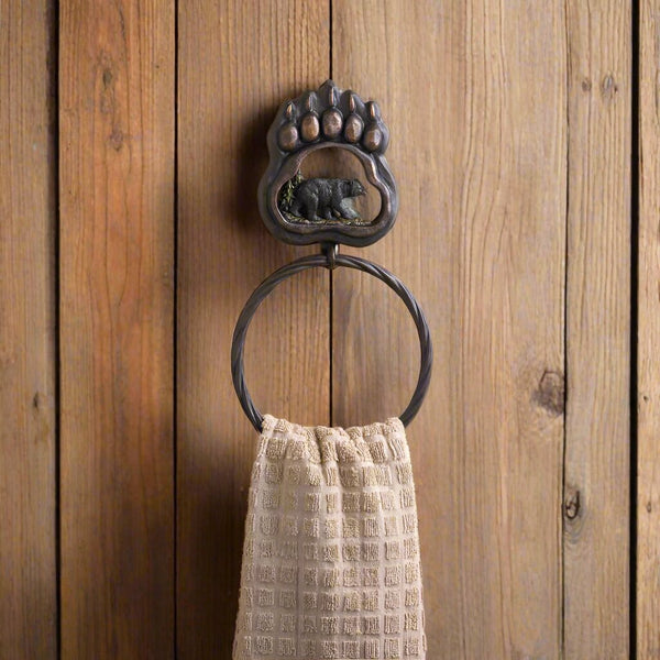 black bear paw towel ring