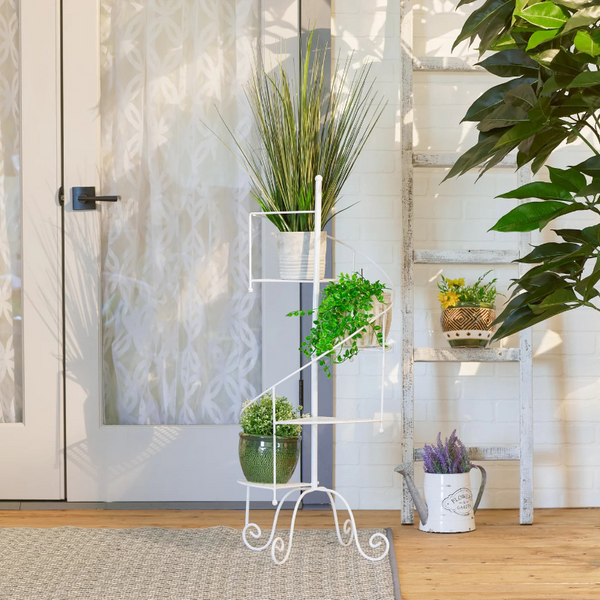 White Spiral Showcase Plant Stand 10017947