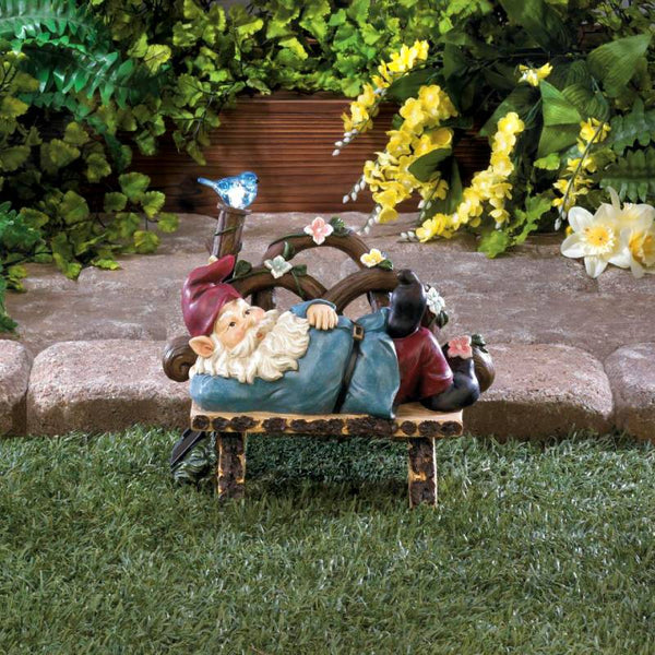afternoon nap solar powered gnome figurine