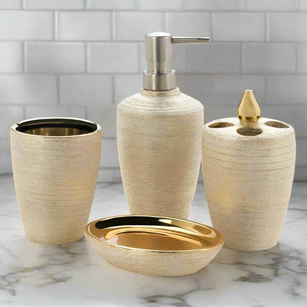 golden shimmer bath accessory set