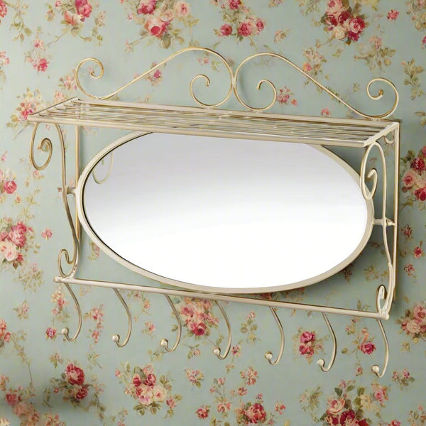 vintage scrolled mirrored wall shelf