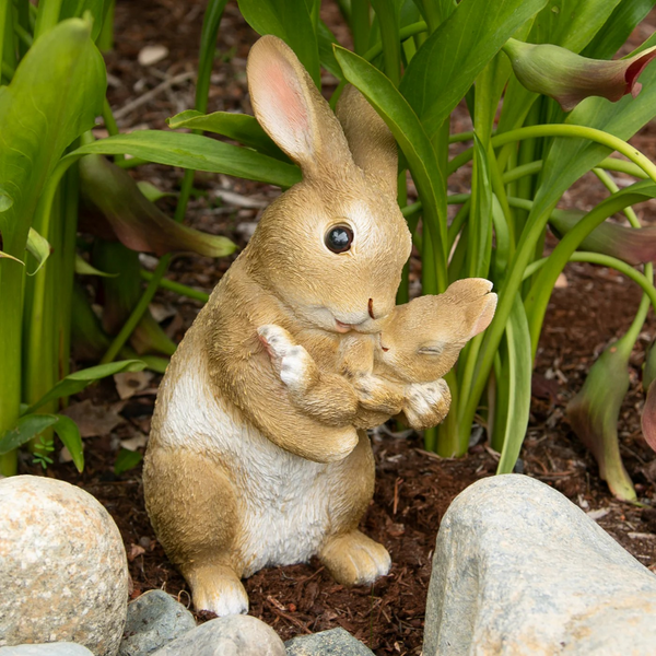 bonding time mom and baby rabbit figurine