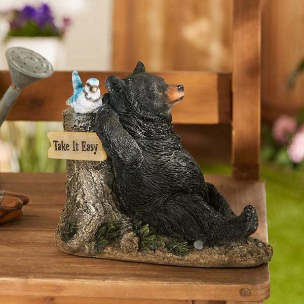 lounging bear solar garden light