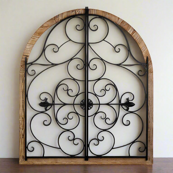 arched iron wood architectural decor