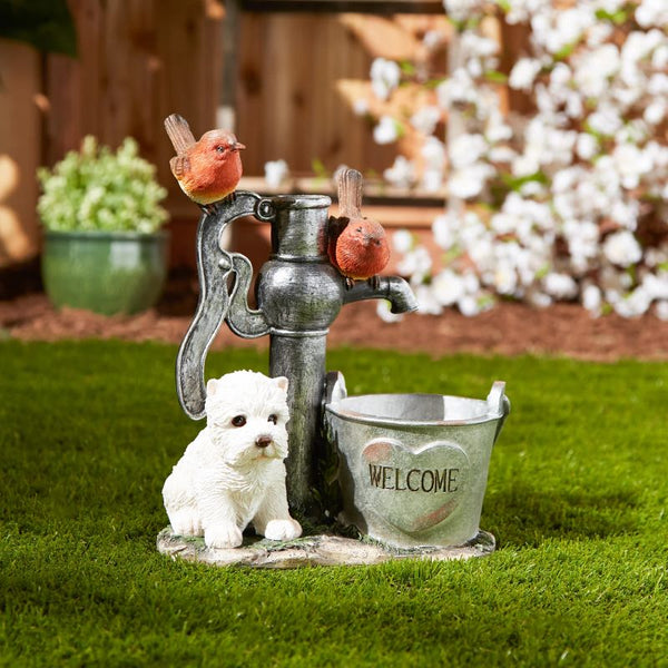 little pup solar powered water pump garden light