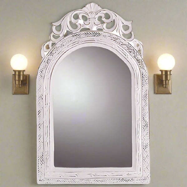 white vintage french country wall mirror