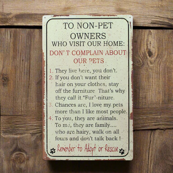 non pet people rules sign