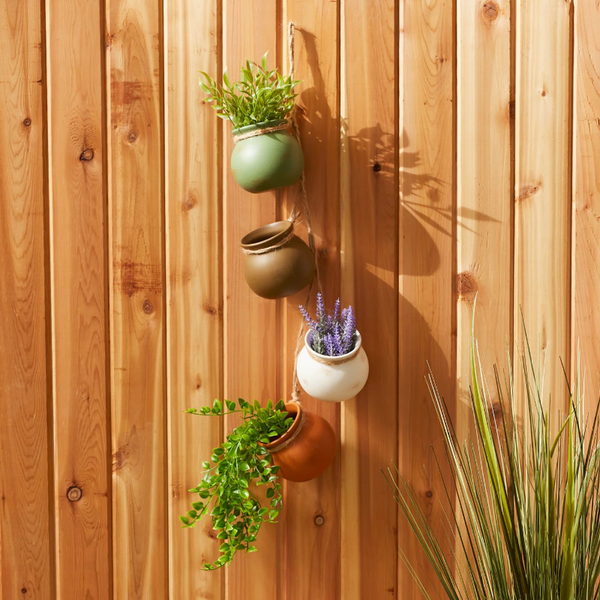 natural wash terra cotta dangling min garden pots