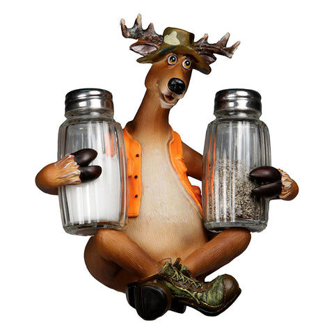 Goofy Deer Holding Salt & Pepper Shakers