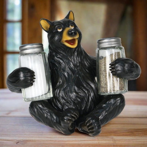 Black Bear Holding Salt & Pepper Shakers