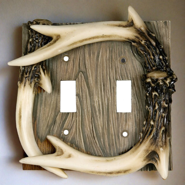 deer antler decorative double light switch plate cover