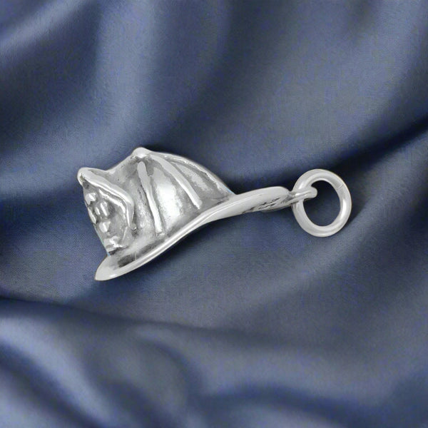 sterling silver firefighter helmet charm pendant