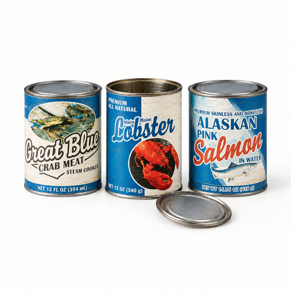 Vintage Seafood Tin Cans - Set of 3 72950 | Buffalo Trader Online