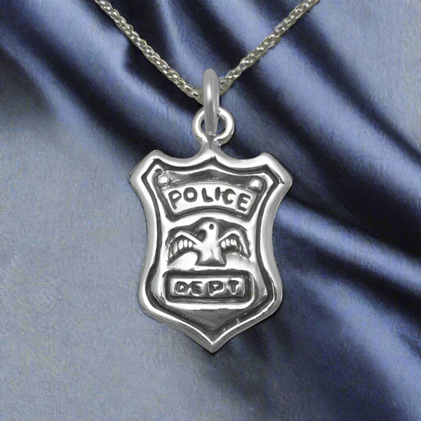 sterling silver police department officer shield charm