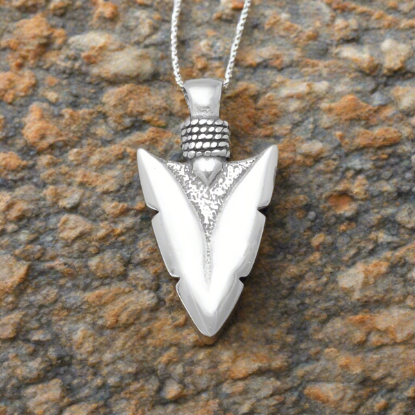 sterling silver oxidized arrowhead pendant