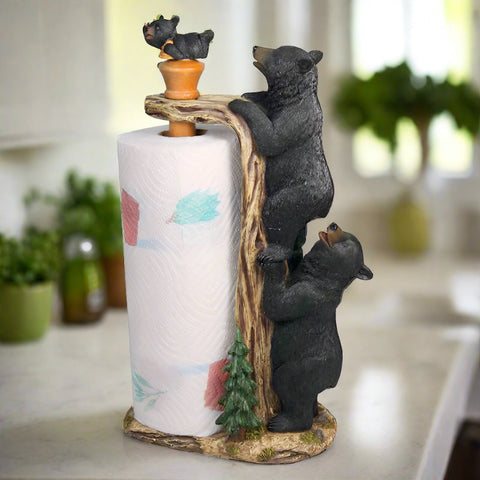 Black Bears Standing Paper Towel Holder