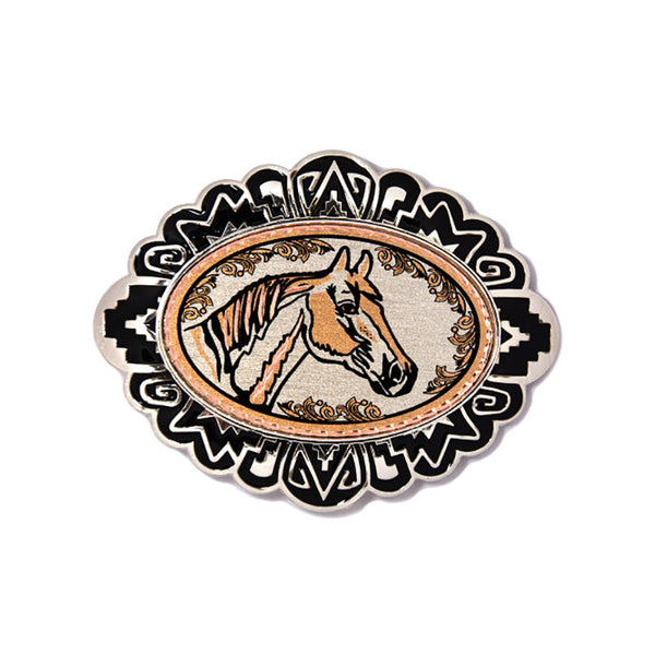 horse head copper belt buckle