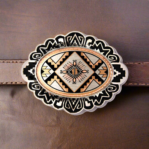 sunburst copper belt buckle