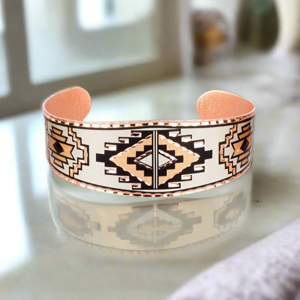 aztec copper cuff bracelet