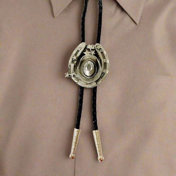 hats and horseshoes bolo tie
