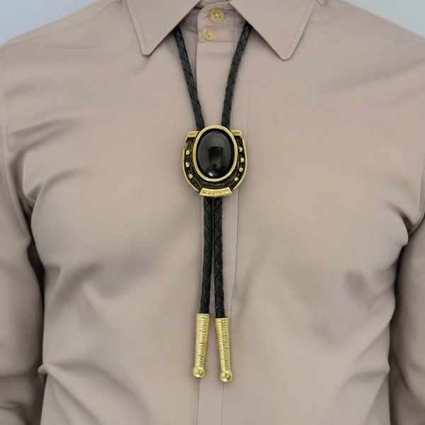 Antique Gold Onyx Stone Bolo Tie BT-1602 | Buffalo Trader Online Antique Gold Onyx Stone Bolo Tie BT-1602 | Buffalo Trader Online
