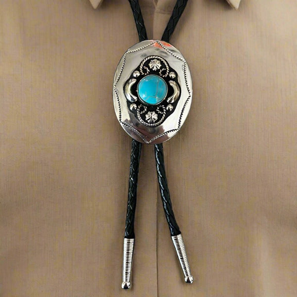 german silver with turquoise bolo tie