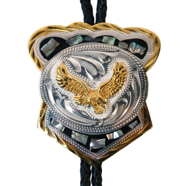 German Silver and Abalone Eagle Bolo Tie BT-212 | Buffalo Trader