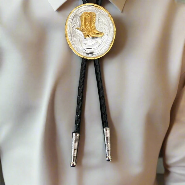 german silver cowboy boots bolo tie