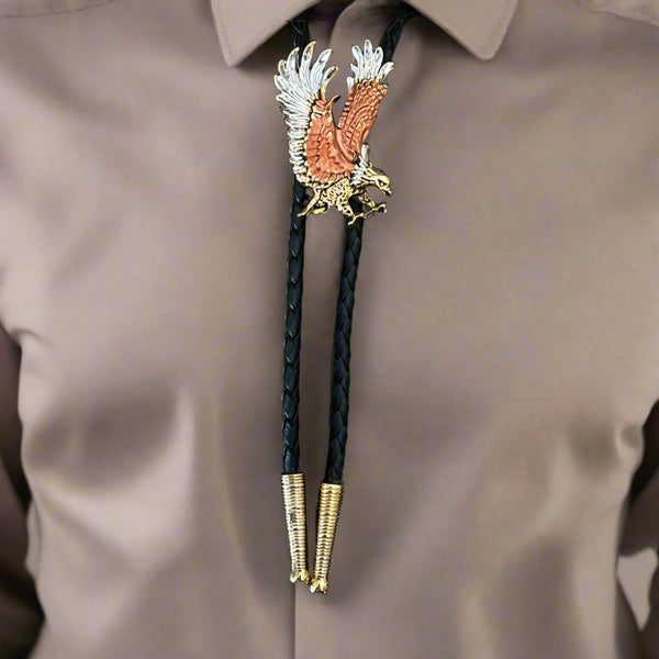 tri-color landing eagle bolo tie