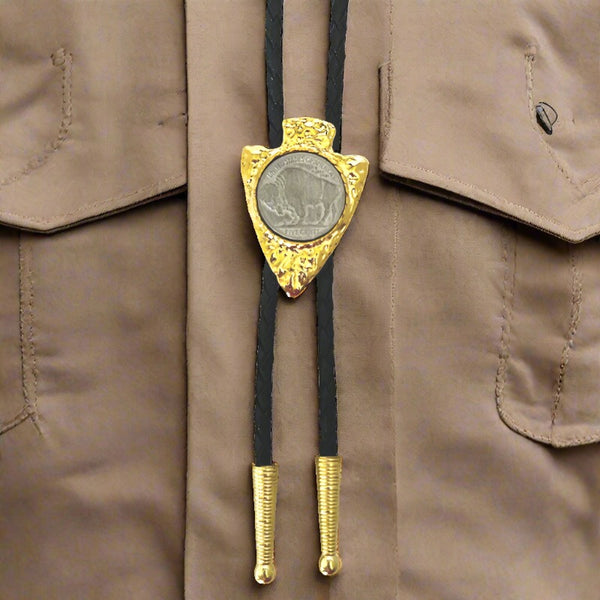 arrowhead buffalo nickel coin bolo tie