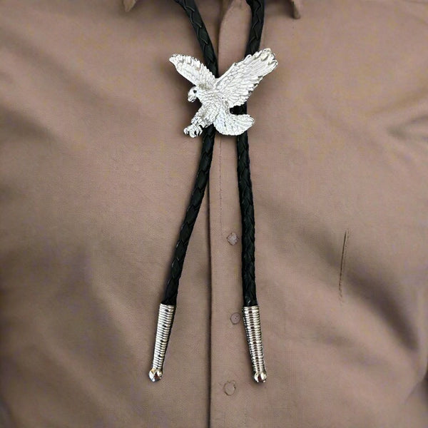 silver landing eagle bolo tie