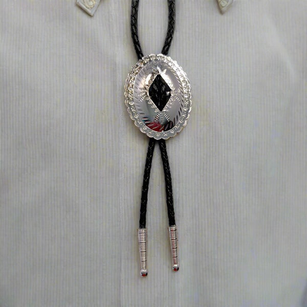 silver concho bolo tie