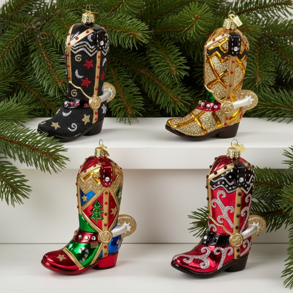 noble gems cowboy boot glass ornaments