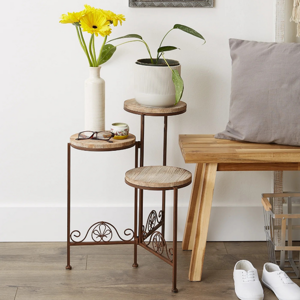 rustic triple plant stand