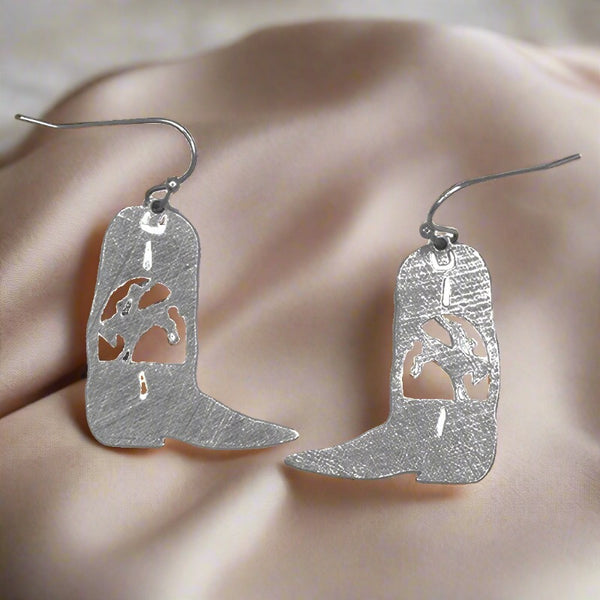 silver horse & boots french wire earrings