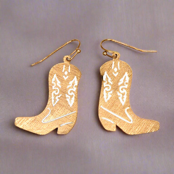 gold cowboy boots french wire earrings