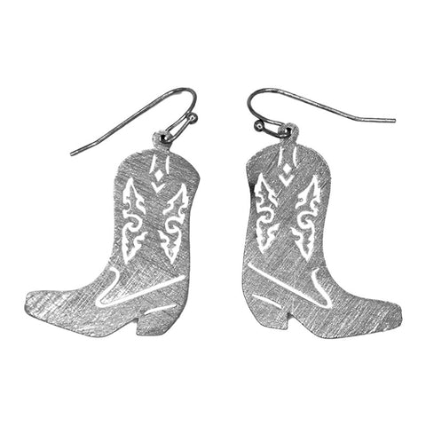 Silver Cowboy Boots French Wire Earrings