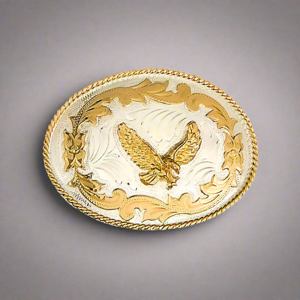 german silver and scrolls eagle belt buckle