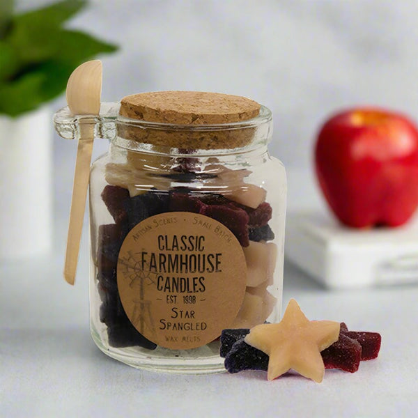 star spangled wax melts jar with spoon
