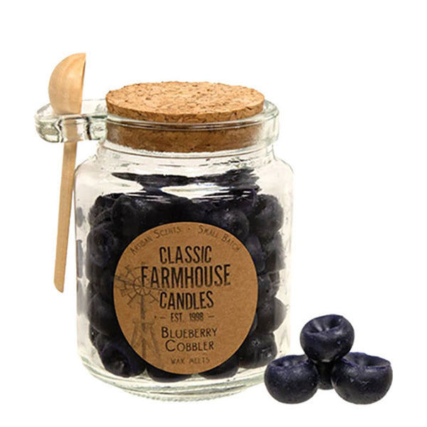 blueberry wax melts jar with spoon