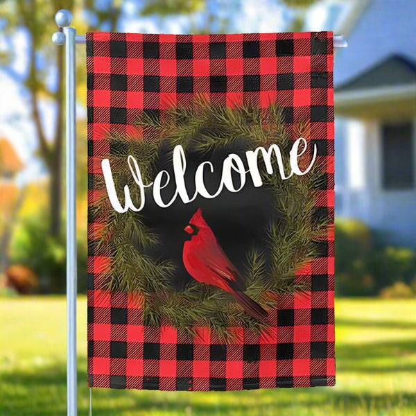 welcome cardinal buffalo checks garden flag