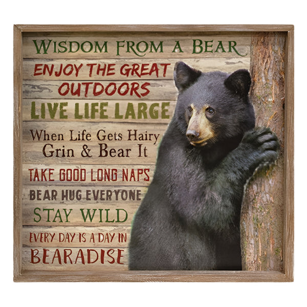 bear wisdom distressed wooden sign
