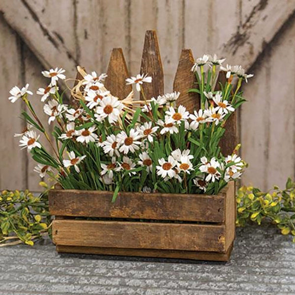 small wooden lath picket planter box