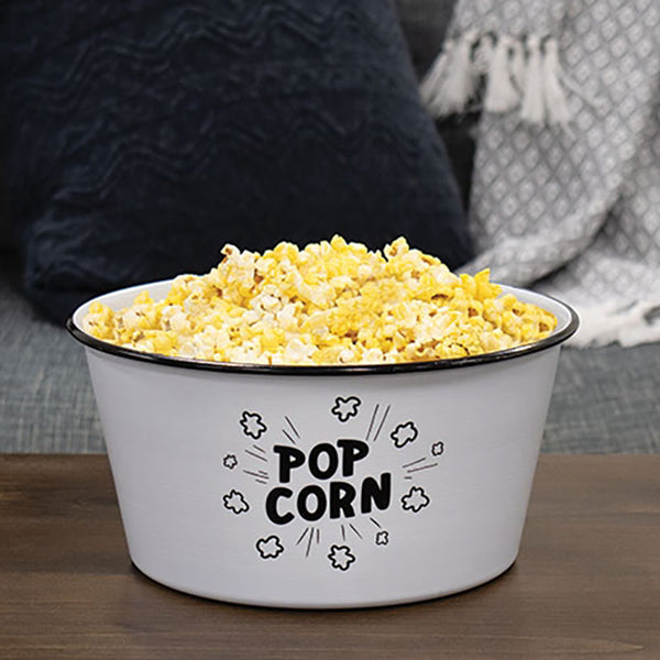 large enamel popcorn art bowl