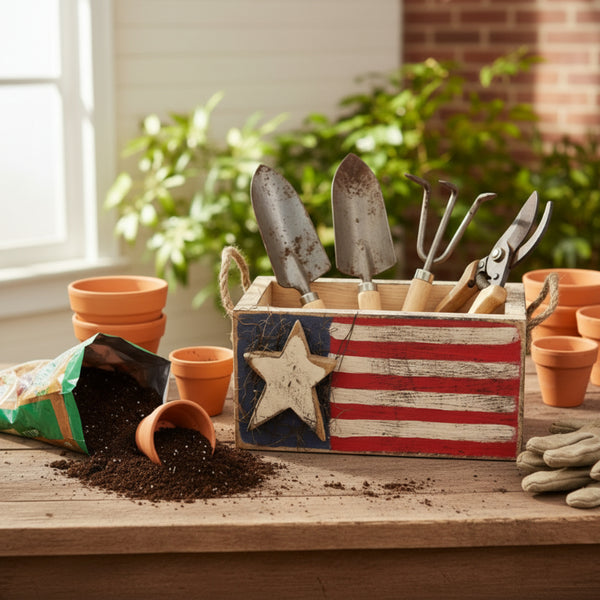 Americana Wooden Flag Planter G26209 | Buffalo Trader Online