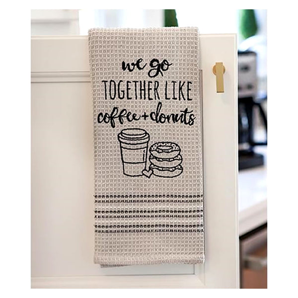 we go together like coffee & donuts kitchen tea towel