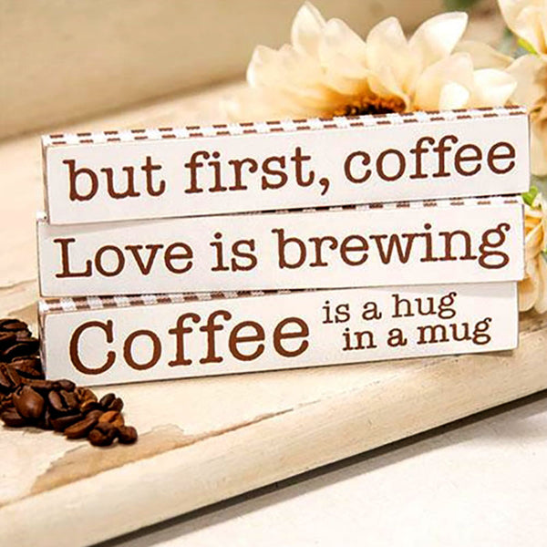 coffee themed mini stackable signs