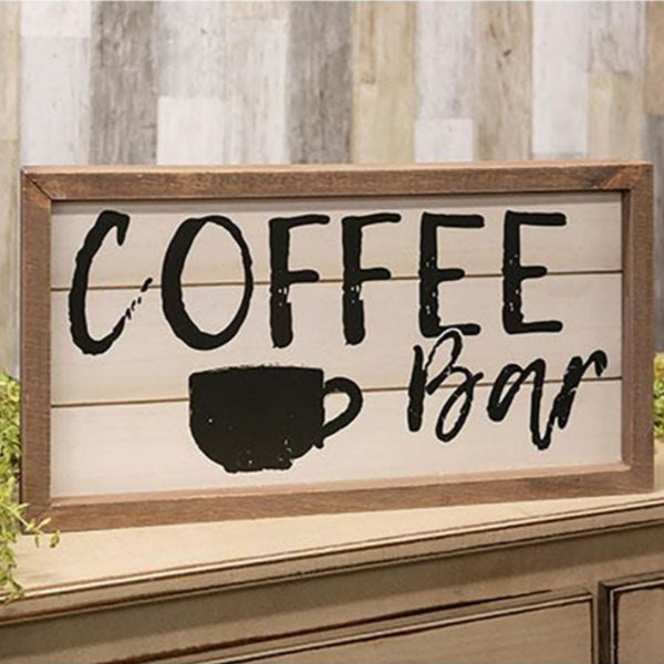 coffee bar shiplap look framed sign